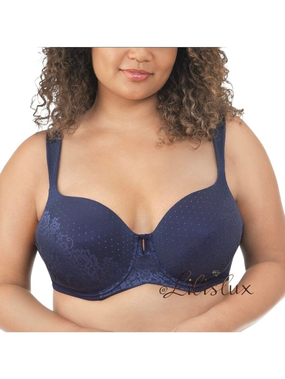 Vanity Fair Beauty Back Full Figure Underwire Bra Navy Blue 4 Way Stretch 40D
